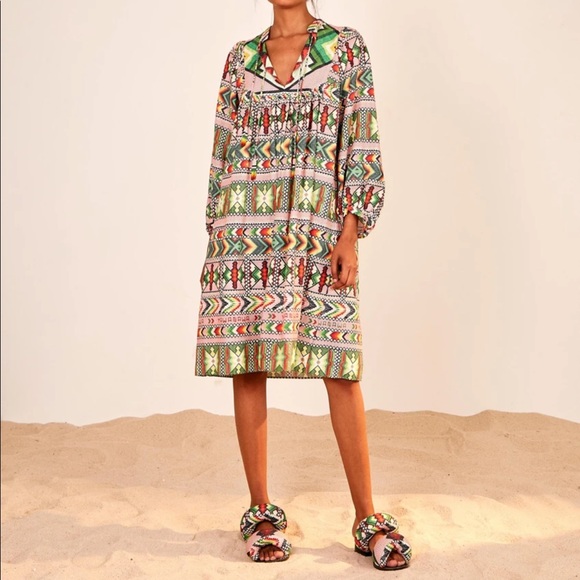 NWT Farm Rio Anthropologie Amulet Midi Dress in Tribal Print - Picture 4 of 10